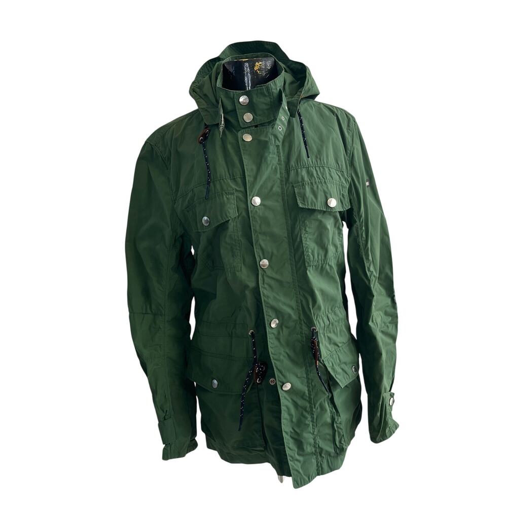 Hackett London Anorak Windbreaker Hooded Rain Jacket Olive Green Size S